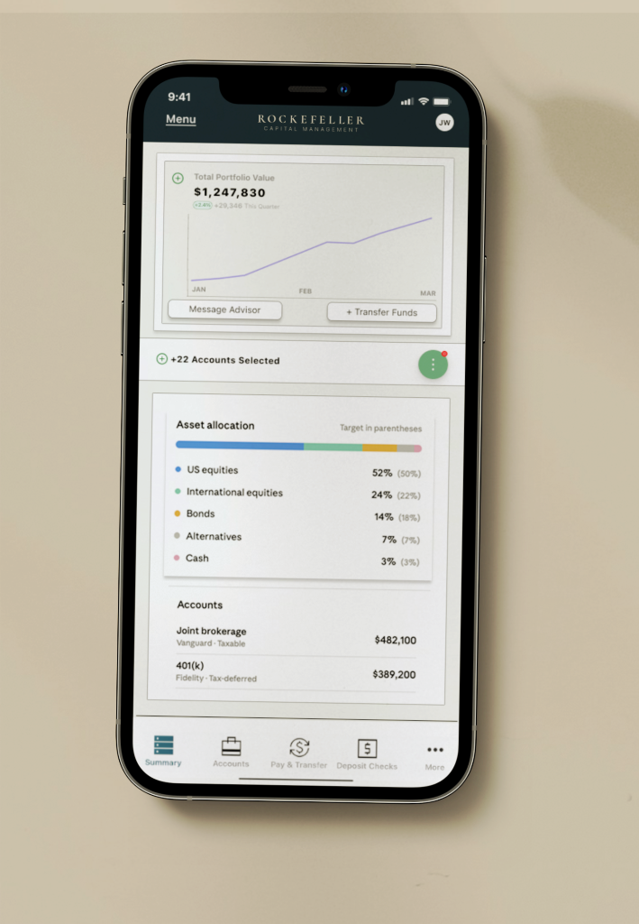 Rockefeller app on desk