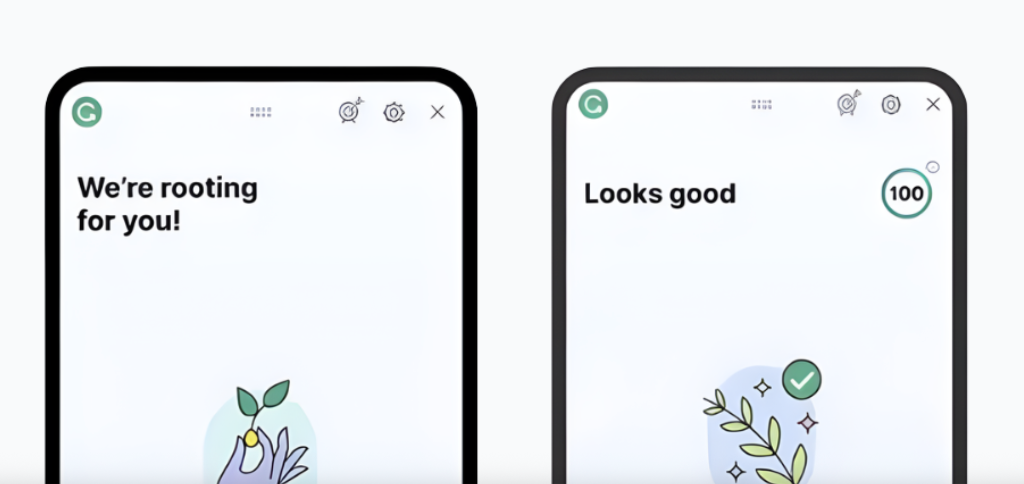 Grammarly setup flow screens